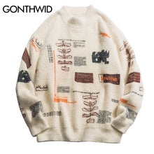 Load image into Gallery viewer, GONTHWID Graffiti Knitted Pullover Jumper Sweaters Streetwear Hip Hop Casual Long Sleeve Turtleneck Knitwear Sweater Men Tops
